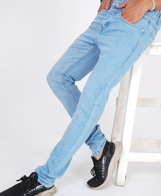 Sky Blue Straight Fit Denim