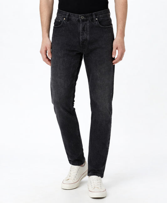Smoke Black Washed Relaxed Fit Denim