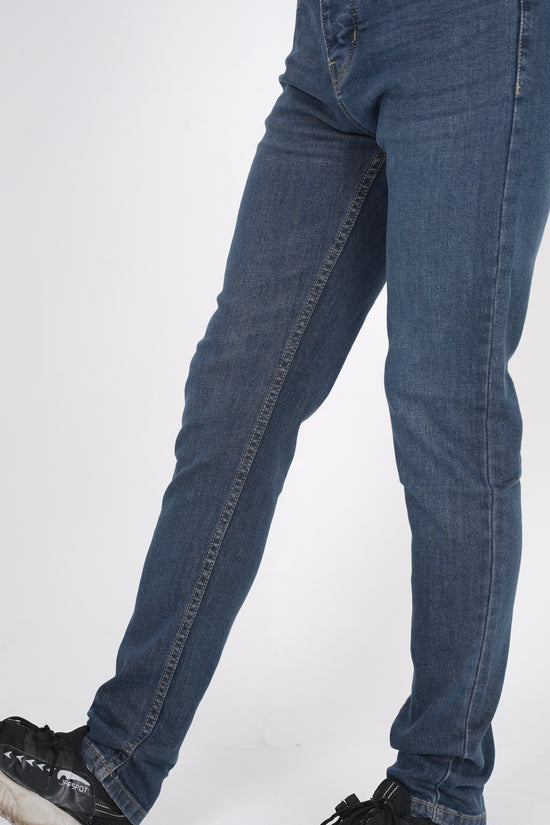 Stone Blue Wash Straight Fit Denim