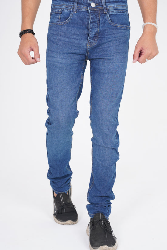 Mid Blue Straight Fit Denim
