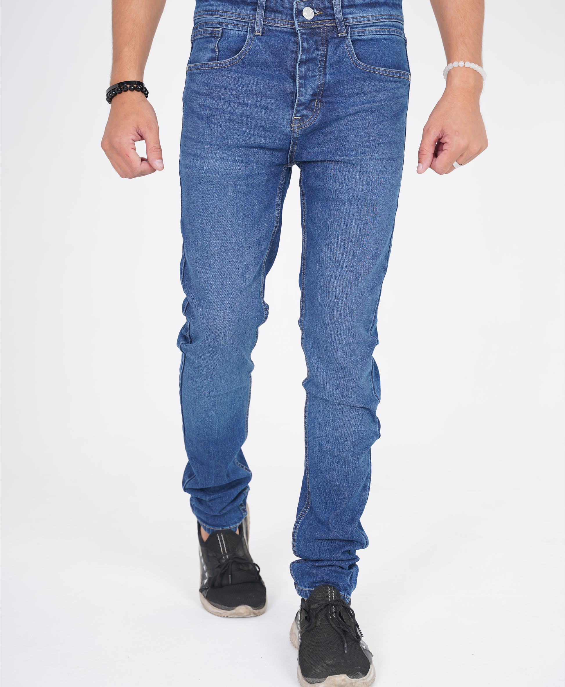 Mid Blue Straight Fit Denim