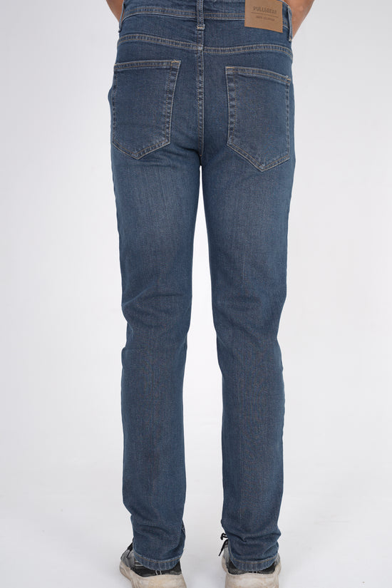 Stone Blue Wash Straight Fit Denim