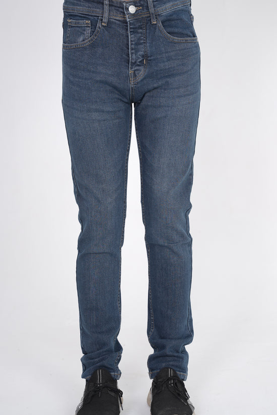Stone Blue Wash Straight Fit Denim