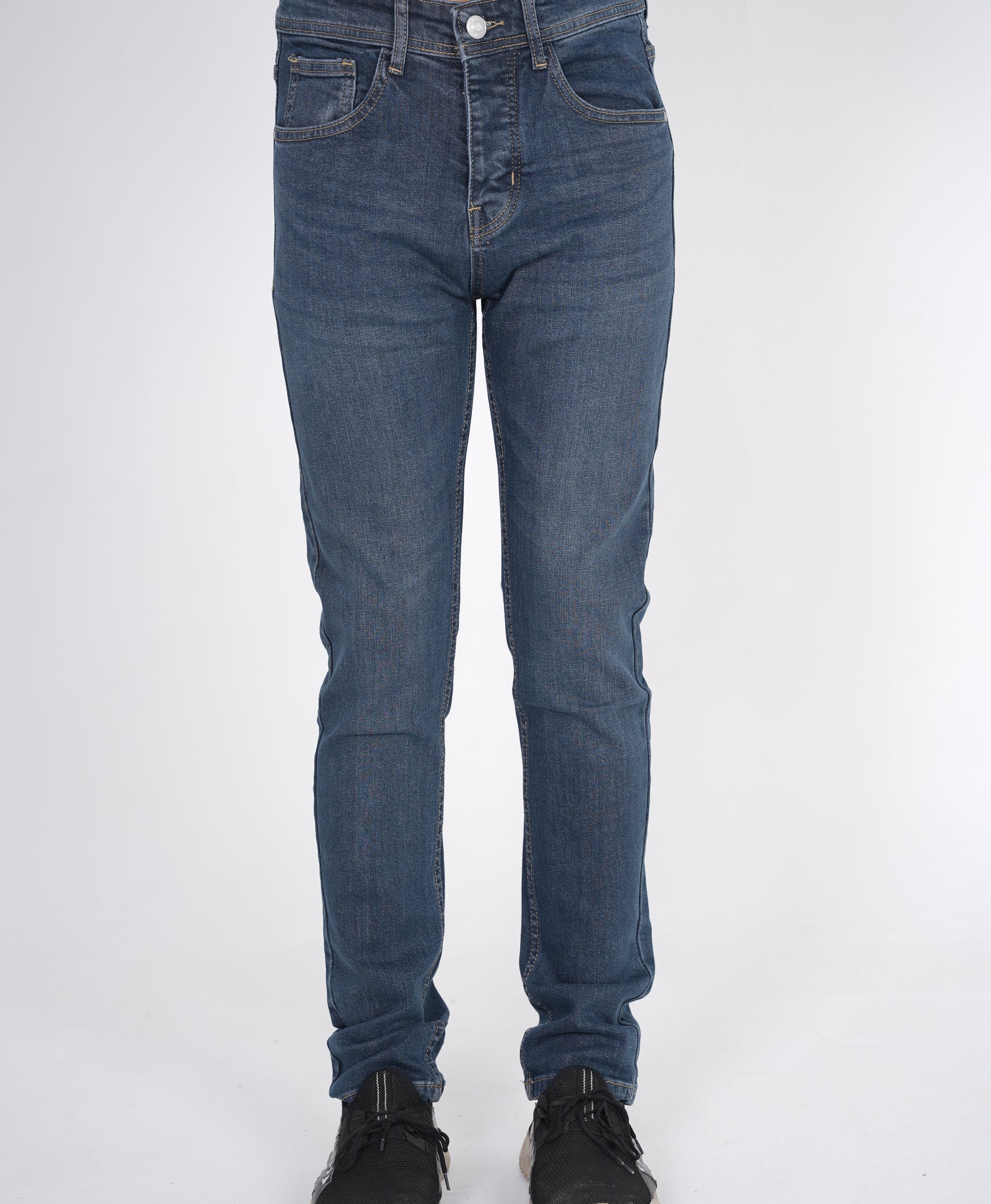 Stone Blue Wash Straight Fit Denim
