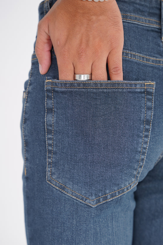 Stone Blue Wash Straight Fit Denim