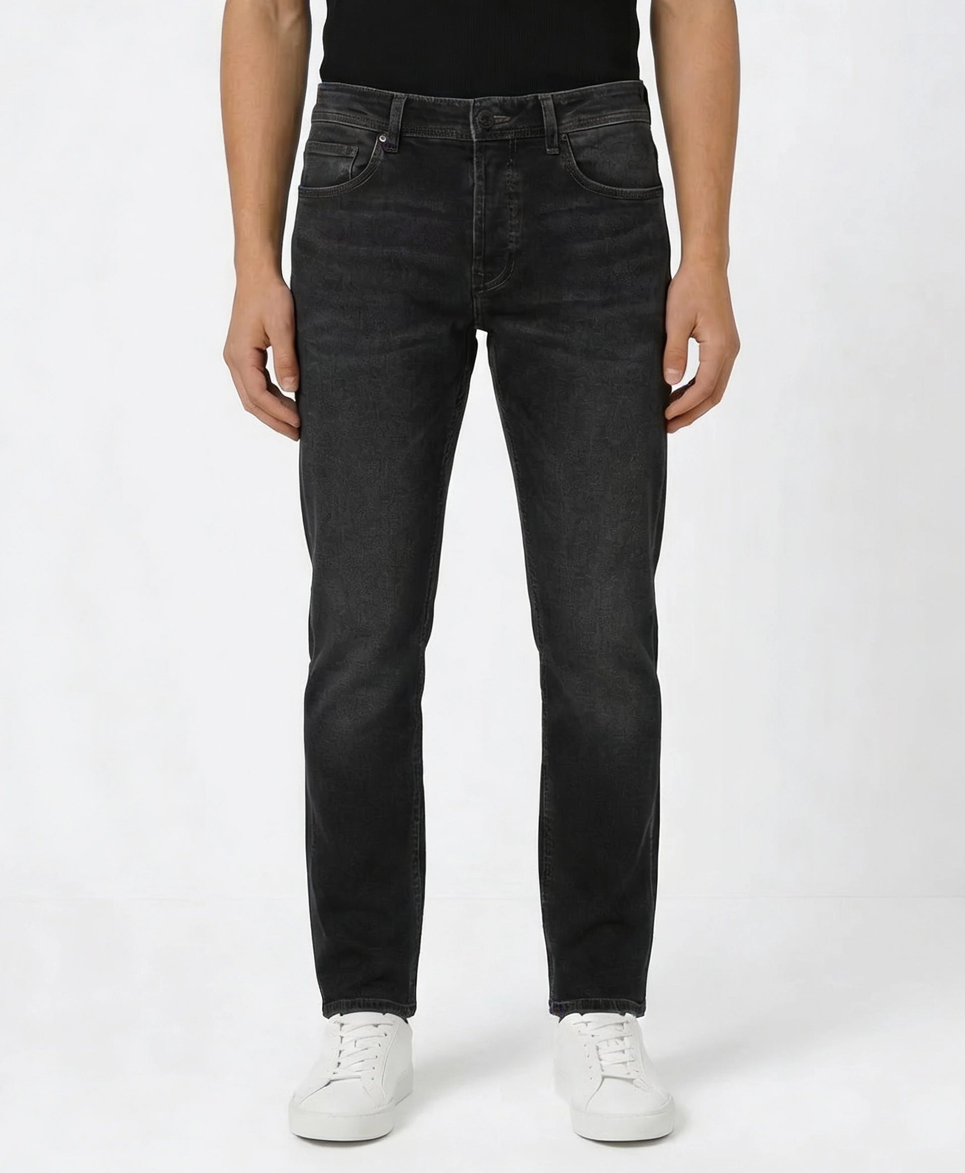 Black Stone Washed Relaxed Fit Denim