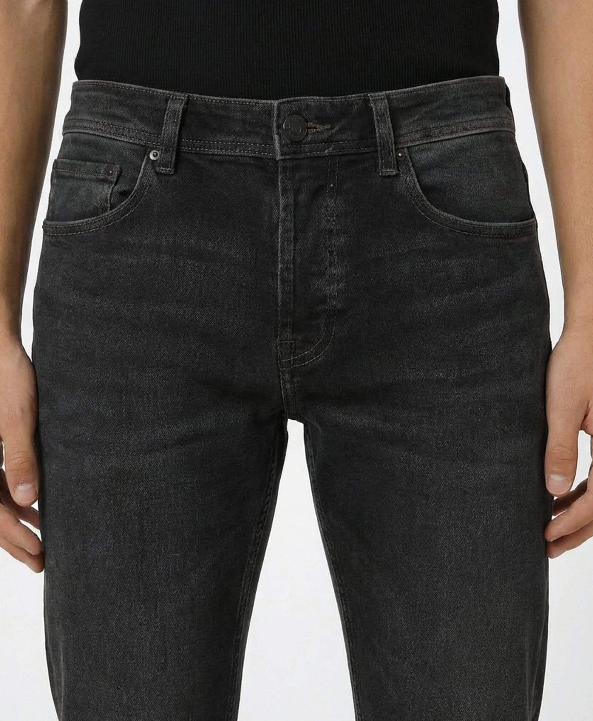 Black Stone Washed Relaxed Fit Denim