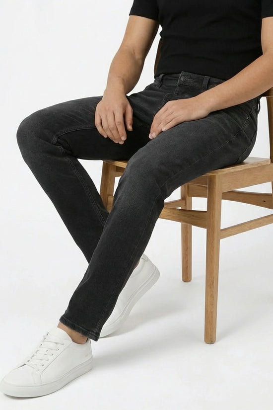 Black Stone Washed Relaxed Fit Denim