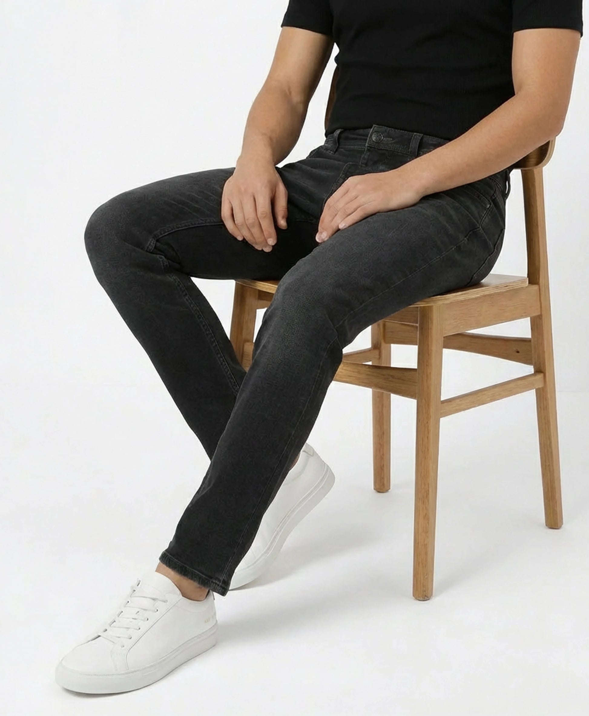 Black Stone Washed Relaxed Fit Denim