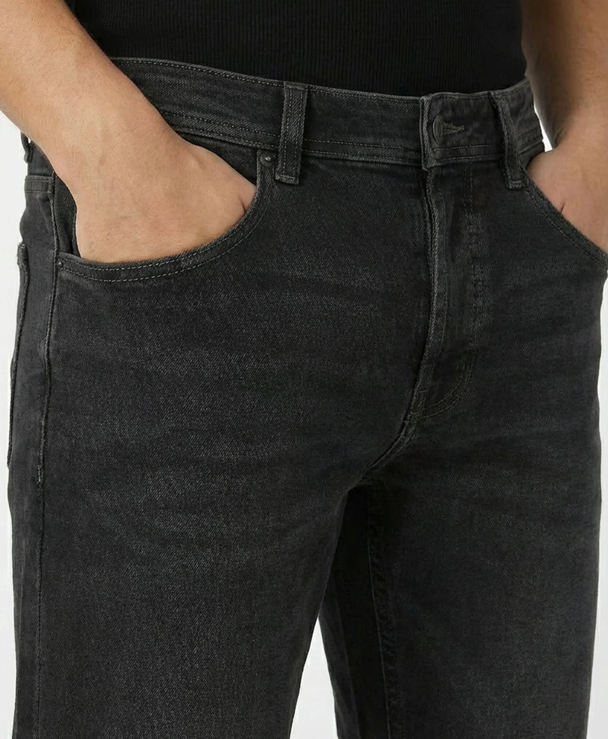 Black Stone Washed Relaxed Fit Denim