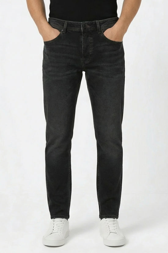Black Stone Washed Relaxed Fit Denim