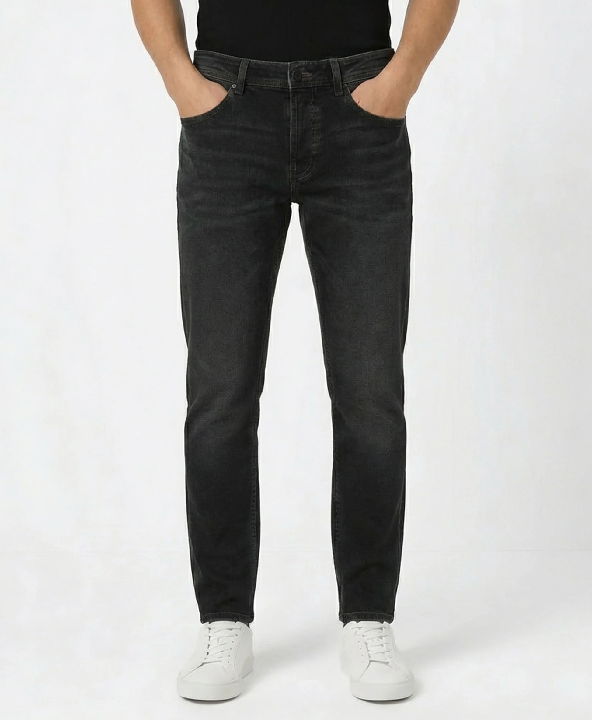 Black Stone Washed Relaxed Fit Denim