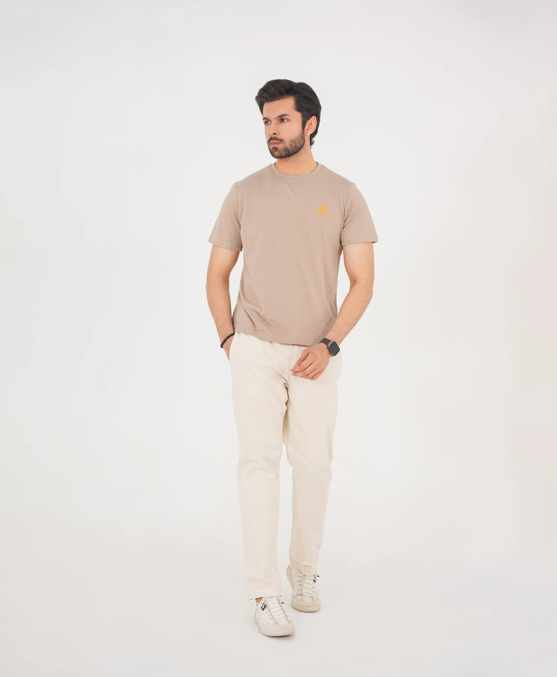 Sahara Beige Men’s Crew Neck Tee