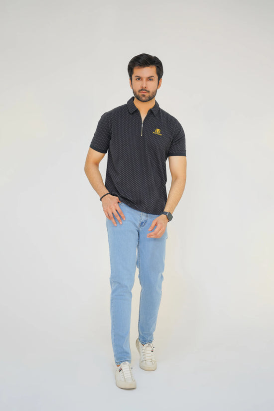 Midnight Dot Men’s Premium Zip Polo