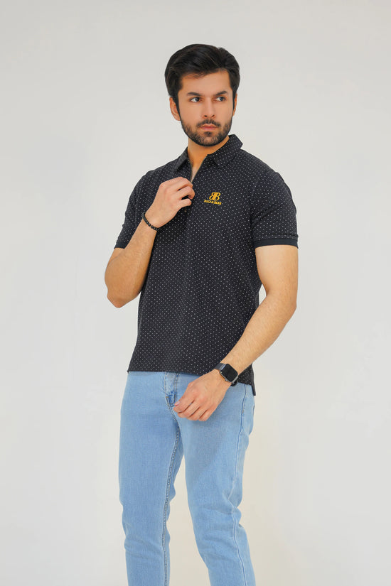 Midnight Dot Men’s Premium Zip Polo