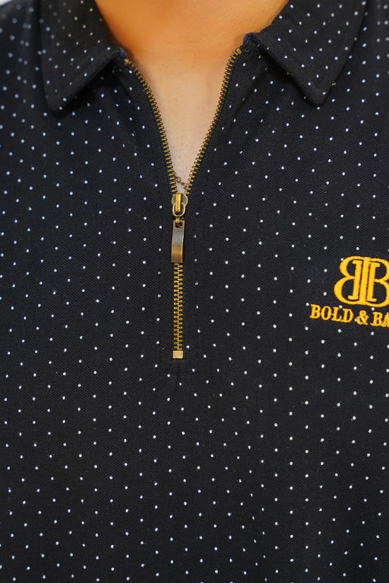 Midnight Dot Men’s Premium Zip Polo