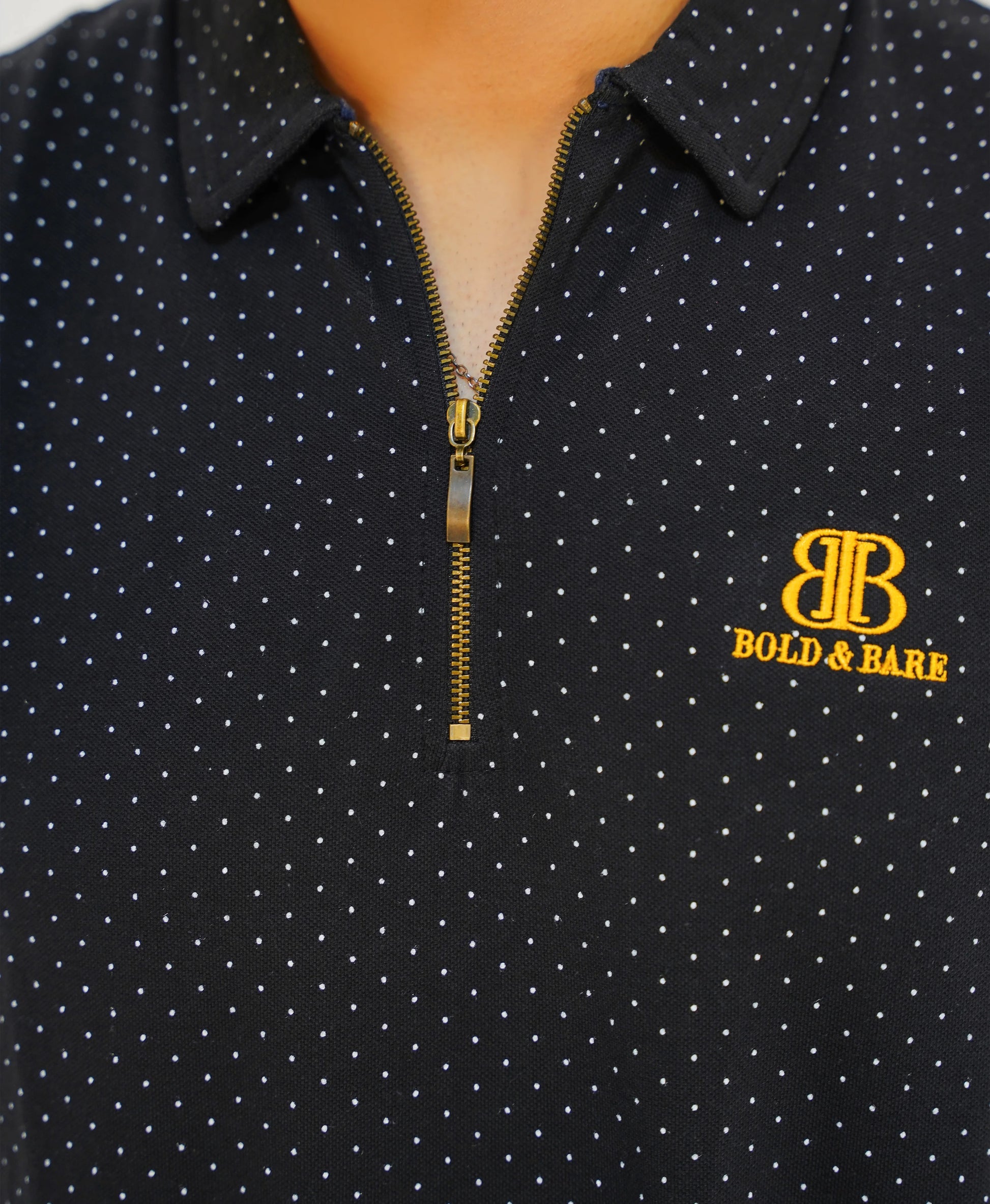 Midnight Dot Men’s Premium Zip Polo