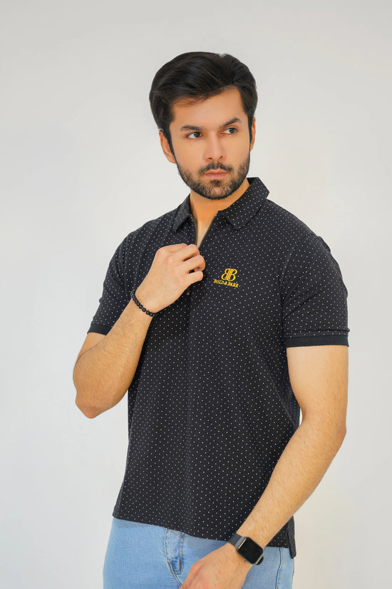 Midnight Dot Men’s Premium Zip Polo