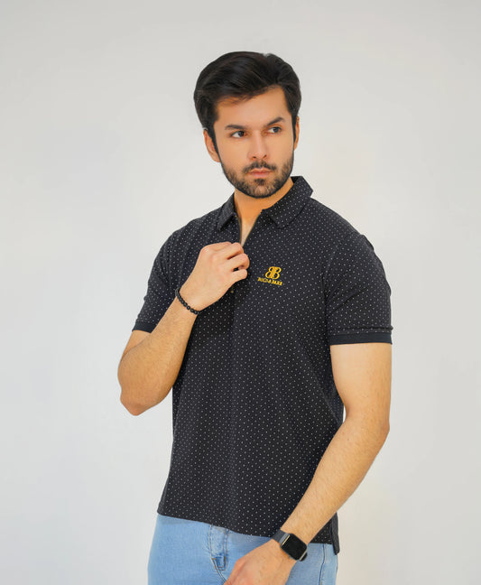 Midnight Dot Men’s Premium Zip Polo
