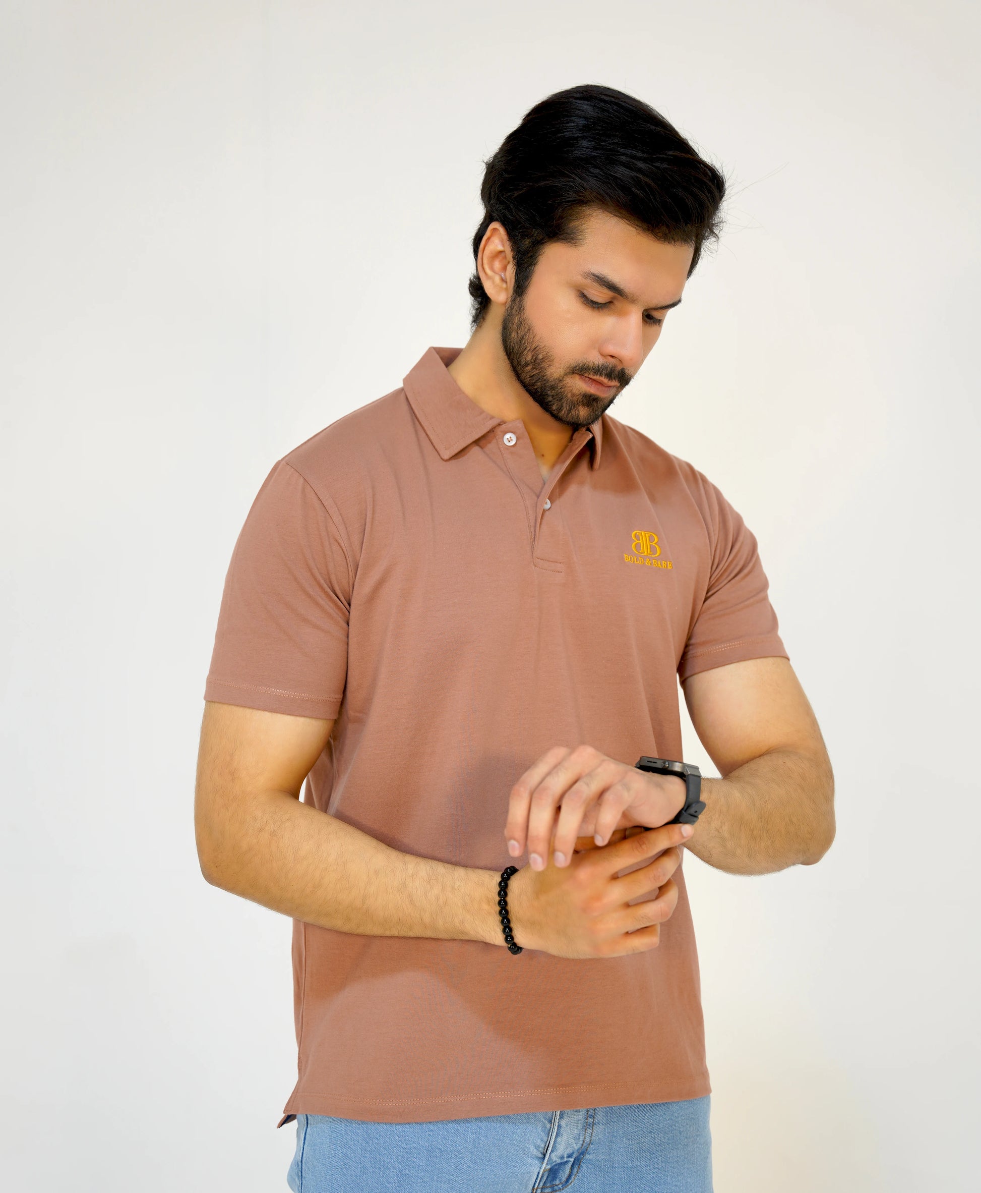 Salmon Peach Men's Polo Shirt