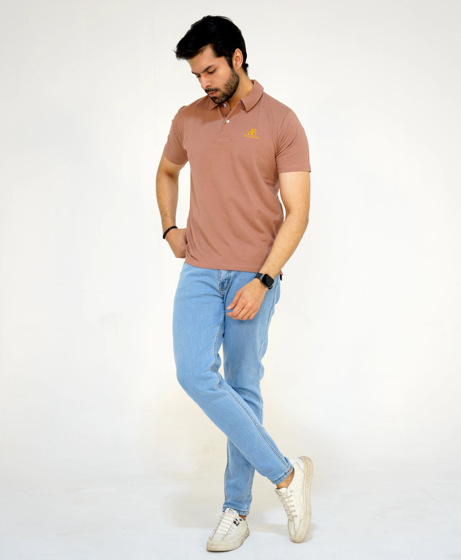 Salmon Peach Men's Polo Shirt