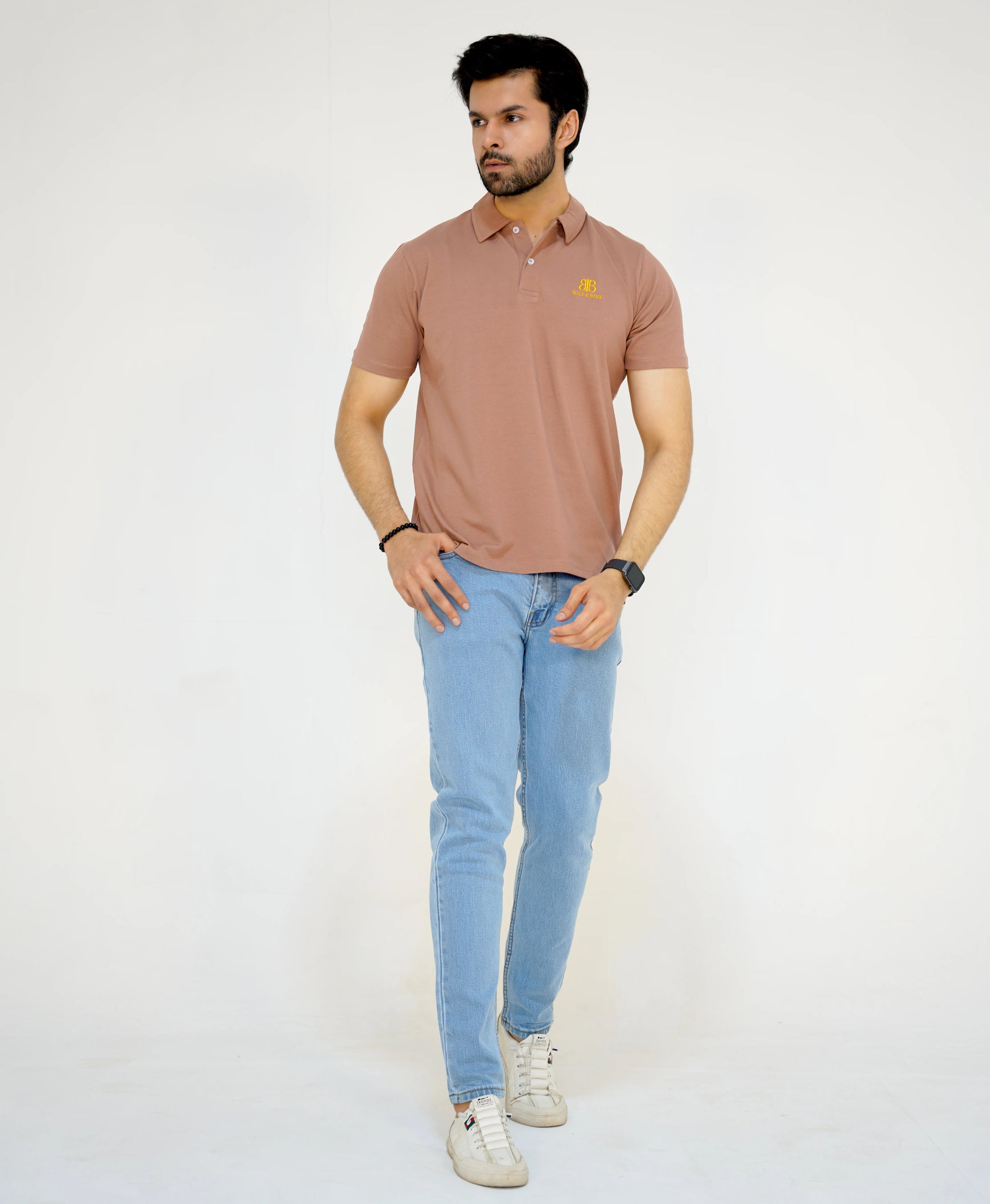 Salmon Peach Men's Polo Shirt