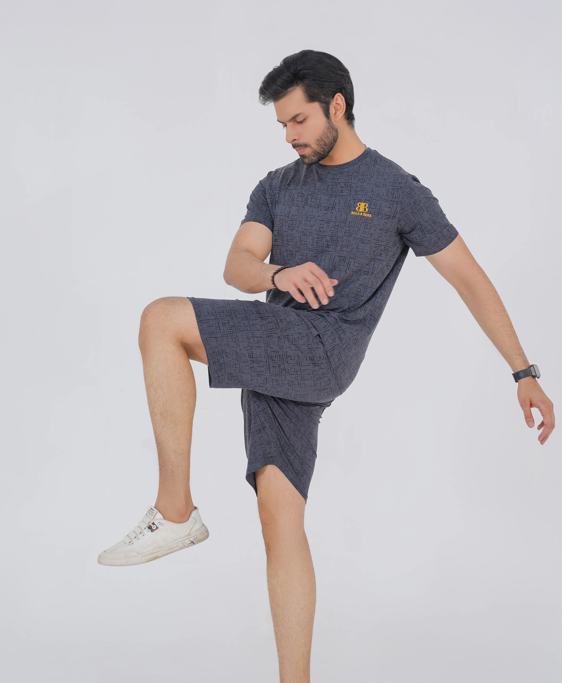 Charcoal Grey Textured Summer Tracksuit – Bold & Bare Exclusive