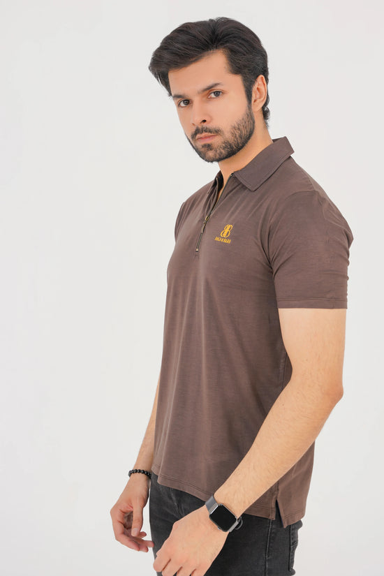 Espresso Brown Men’s Zip Polo
