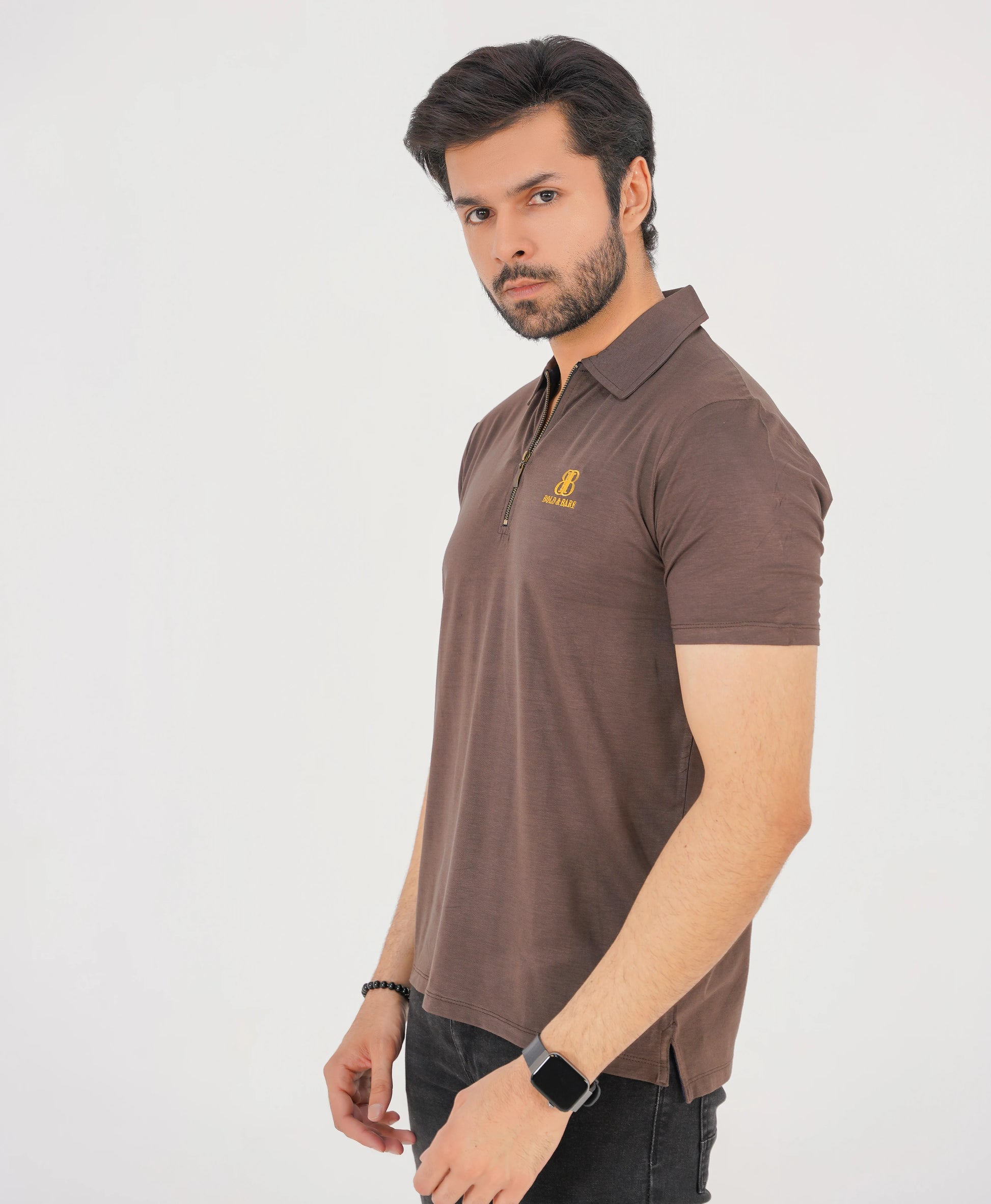 Espresso Brown Men’s Zip Polo