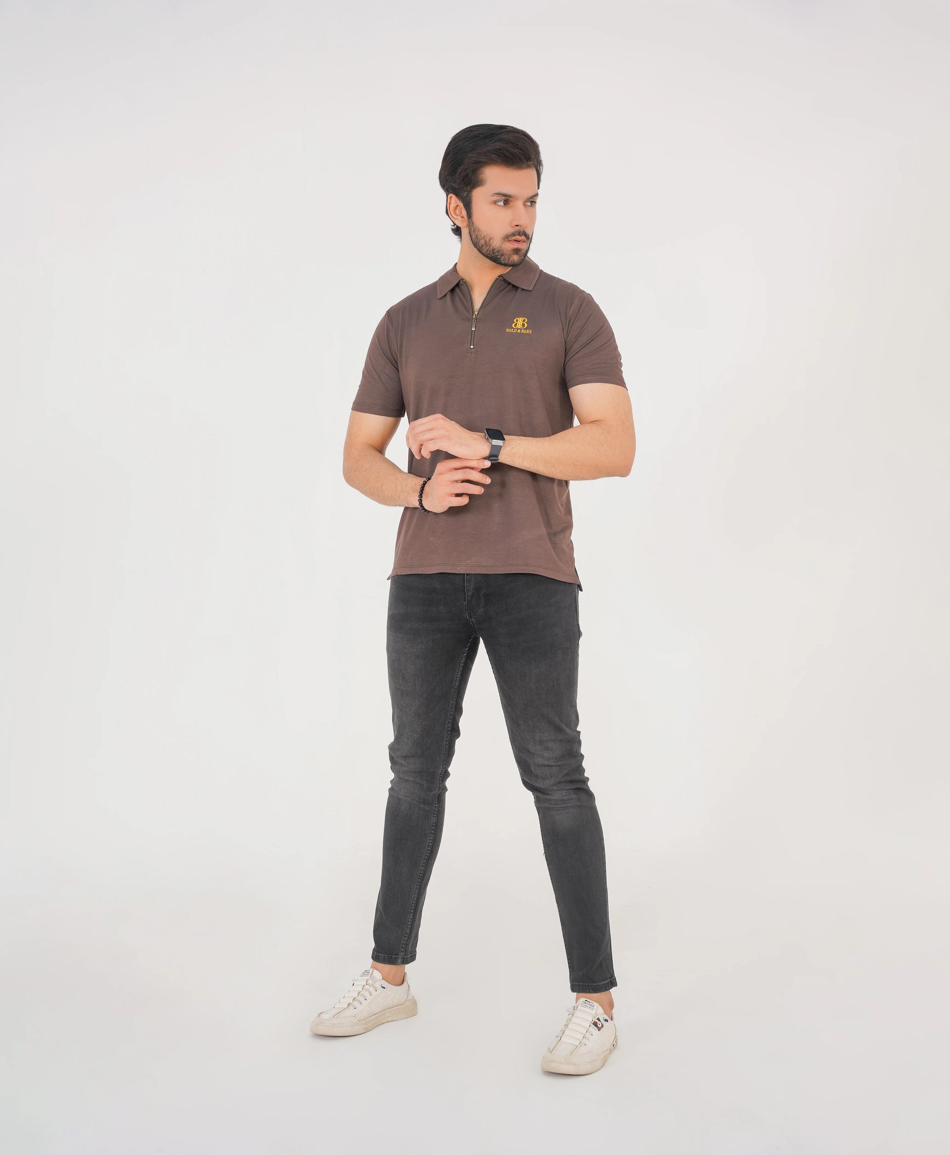 Espresso Brown Men’s Zip Polo