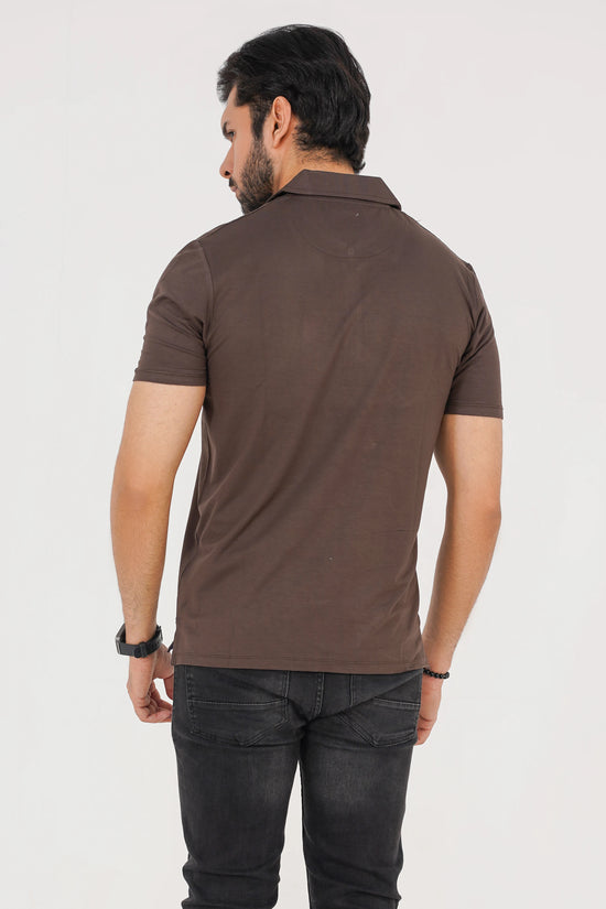 Espresso Brown Men’s Zip Polo