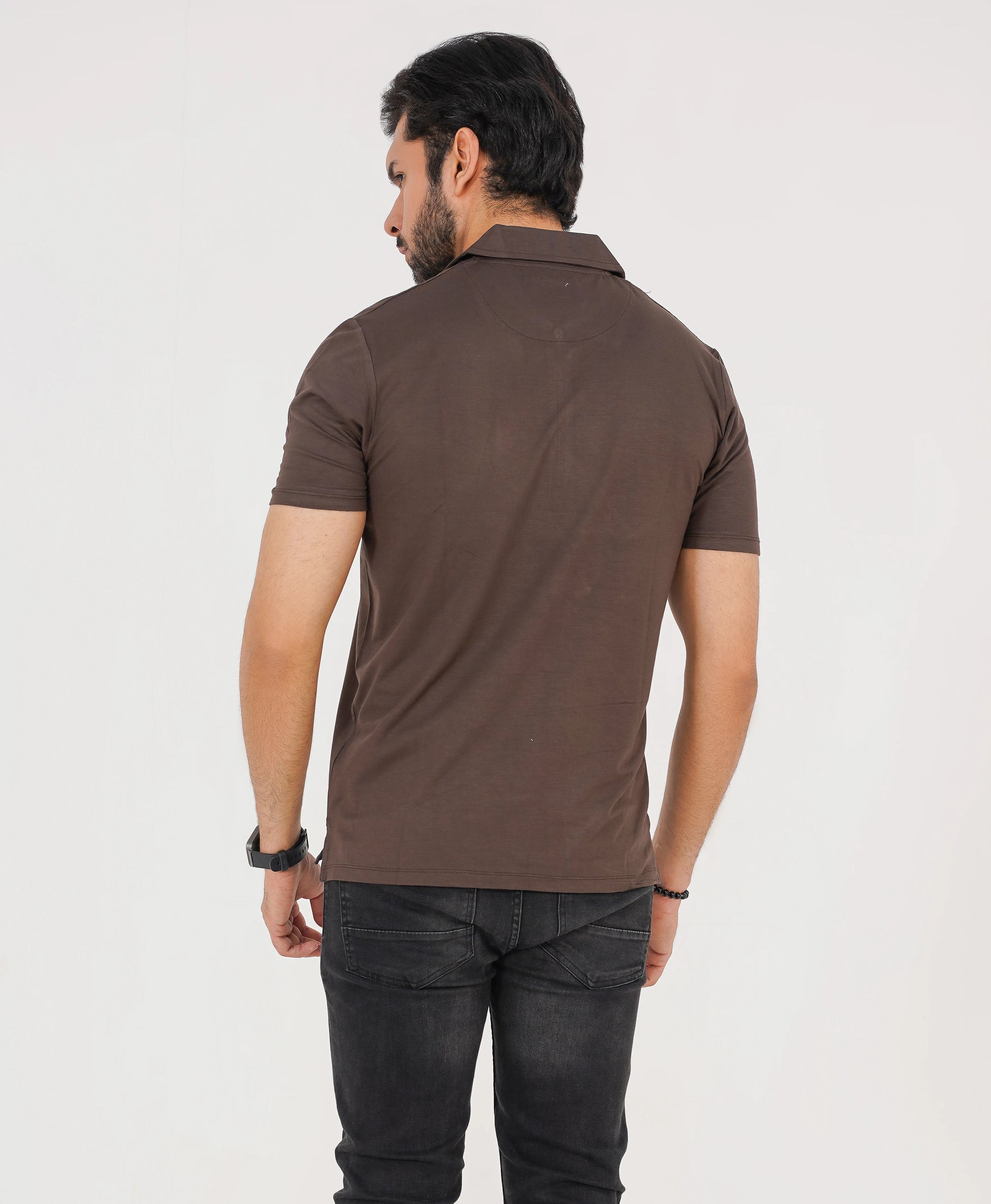 Espresso Brown Men’s Zip Polo