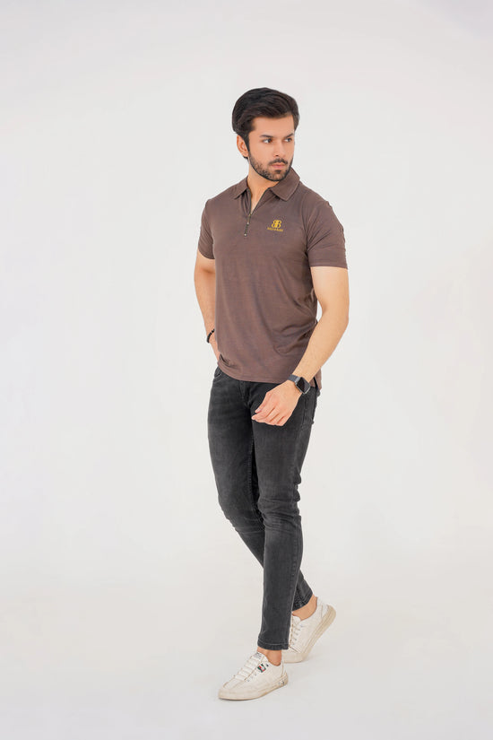 Espresso Brown Men’s Zip Polo