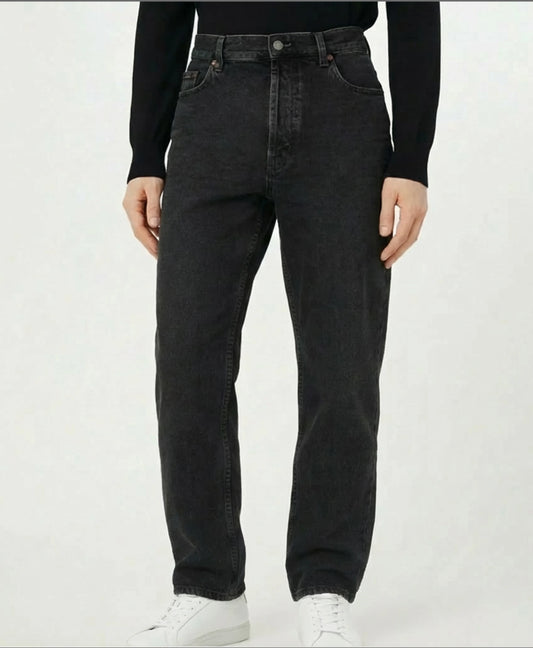 Black Stone Washed Relaxed Fit Denim