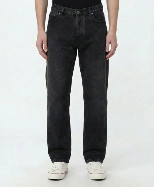 Smoke Black Washed Relaxed Fit Denim