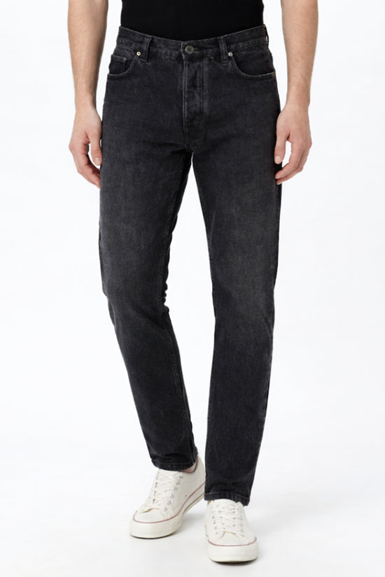 Smoke Black Washed Relaxed Fit Denim