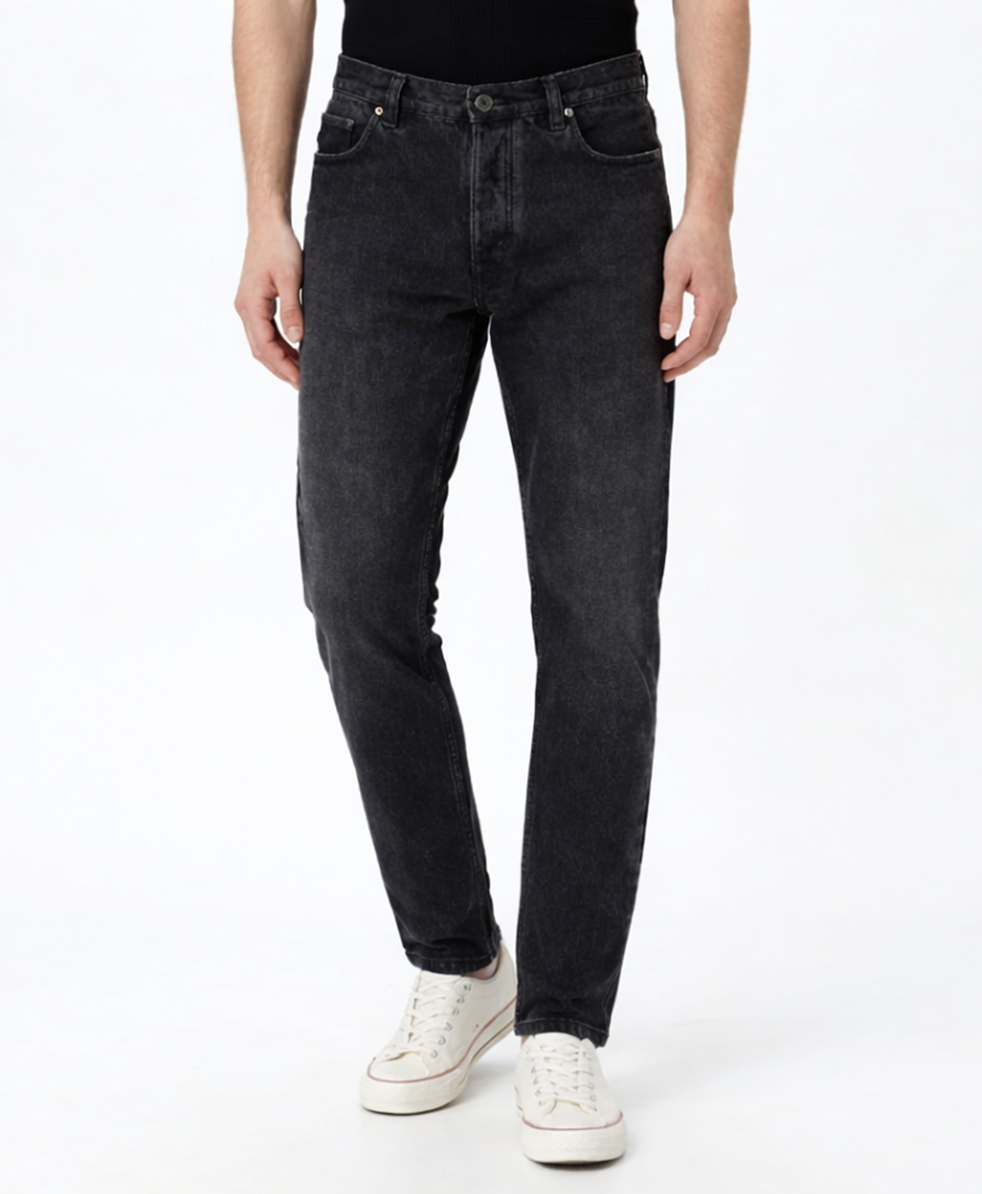 Smoke Black Washed Relaxed Fit Denim