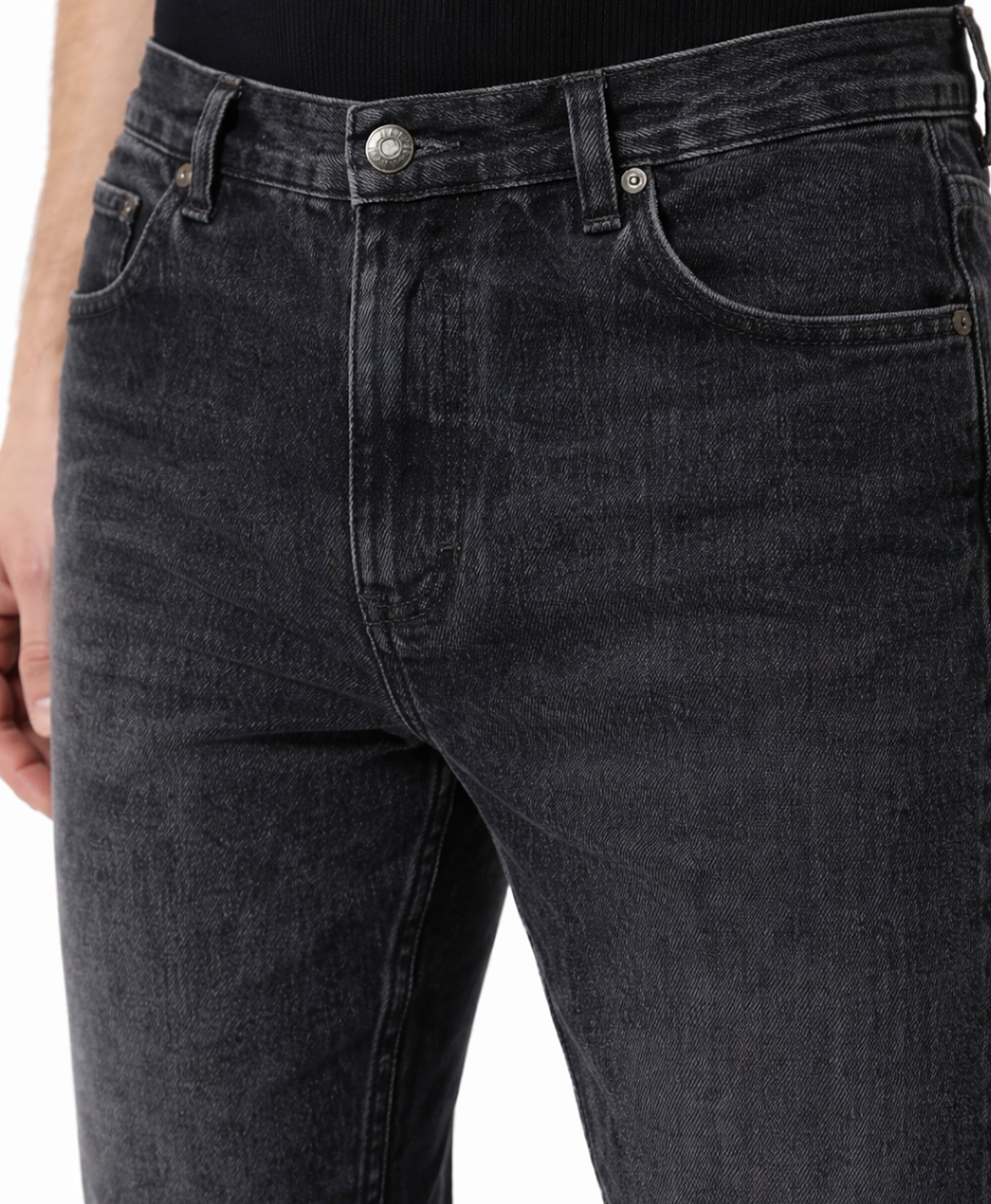 Smoke Black Washed Relaxed Fit Denim