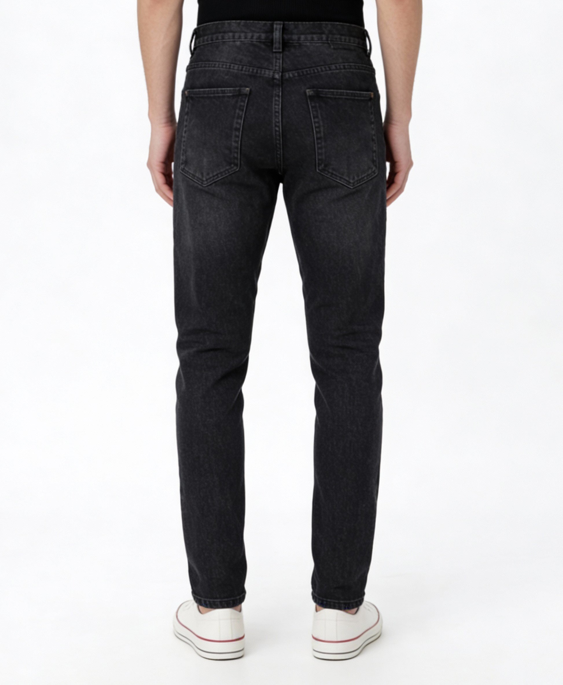 Smoke Black Washed Relaxed Fit Denim