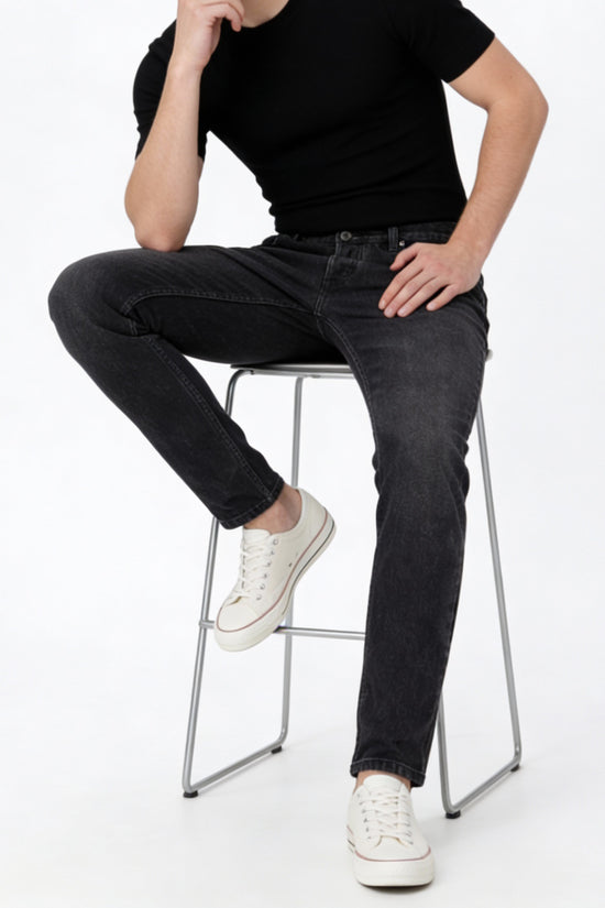 Smoke Black Washed Relaxed Fit Denim