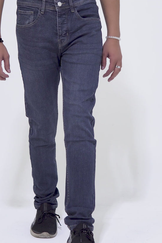 Stone Blue Wash Straight Fit Denim