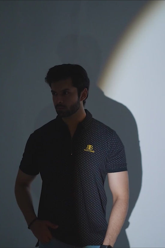 Midnight Dot Men’s Premium Zip Polo