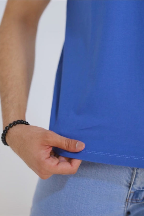 Azure Blue Premium Men’s Zip Polo